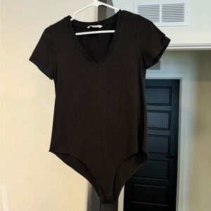 Mango Pop Black V Neck Bodysuit